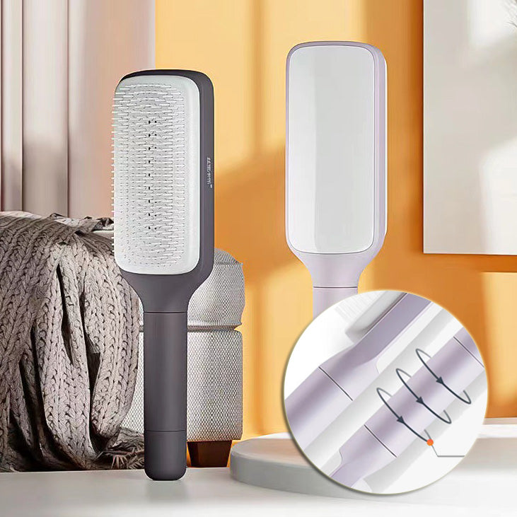 4 In 1 Self Cleaning Anti-Static Massage Hair Brush - Detangling & Scalp Massage Comb