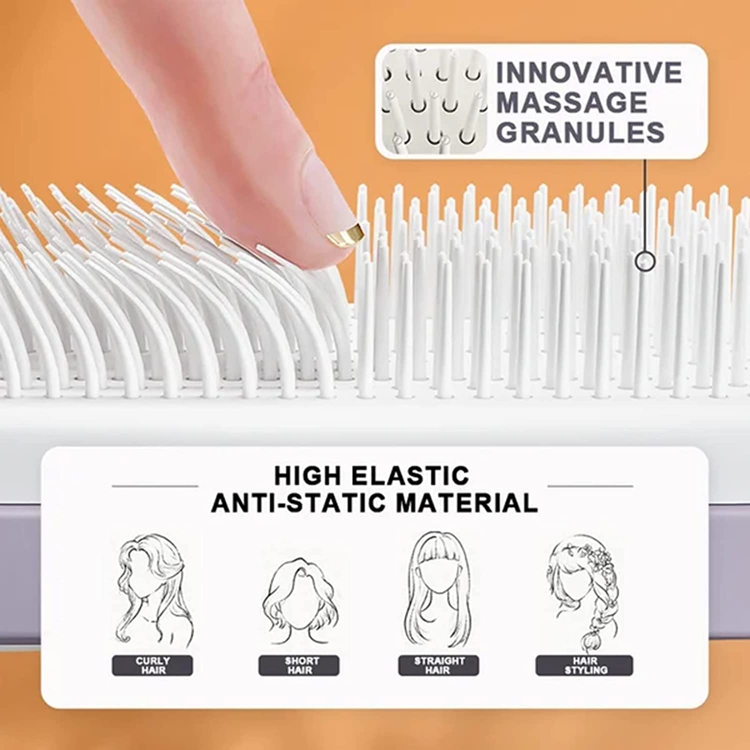 4 In 1 Self Cleaning Anti-Static Massage Hair Brush - Detangling & Scalp Massage Comb