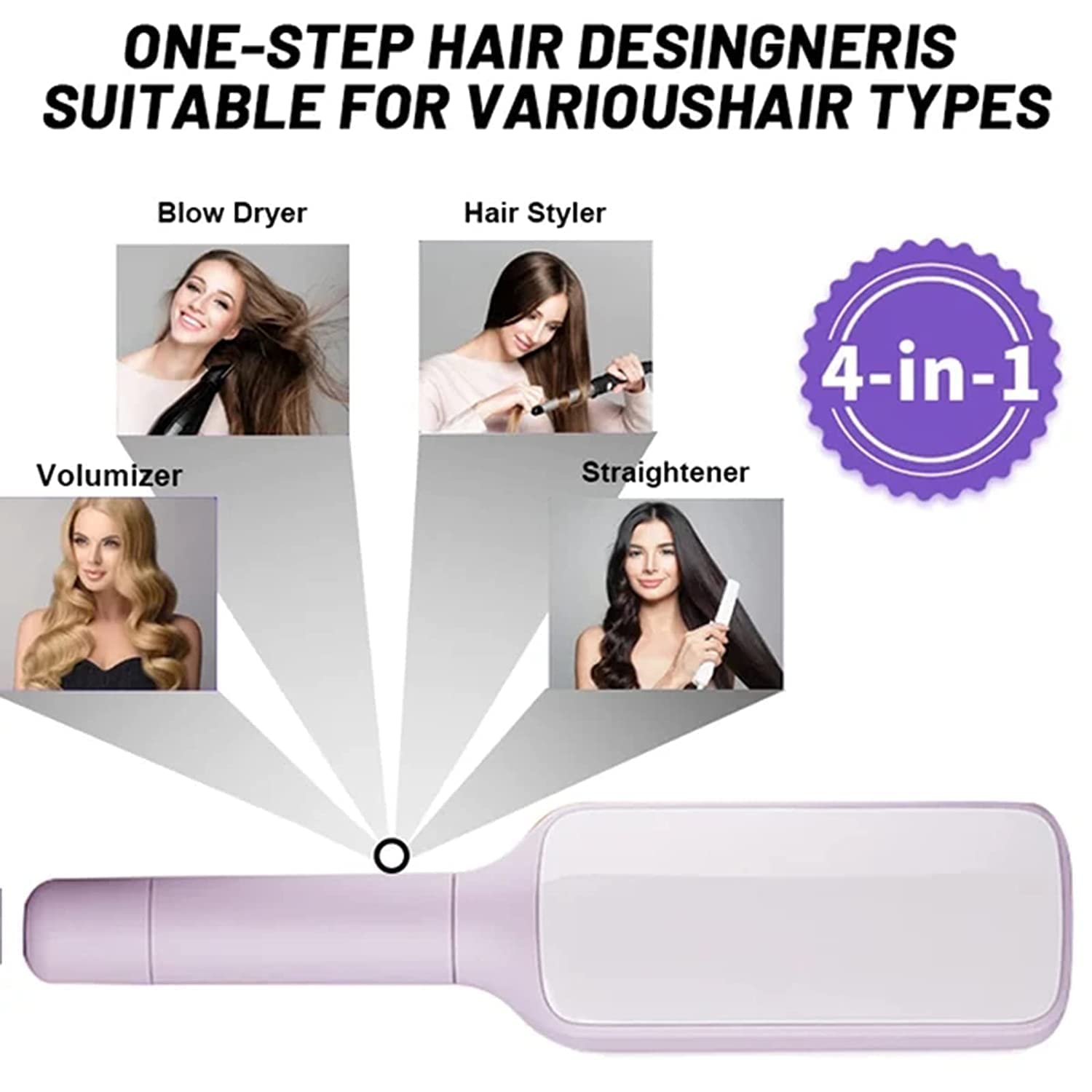 4 In 1 Self Cleaning Anti-Static Massage Hair Brush - Detangling & Scalp Massage Comb