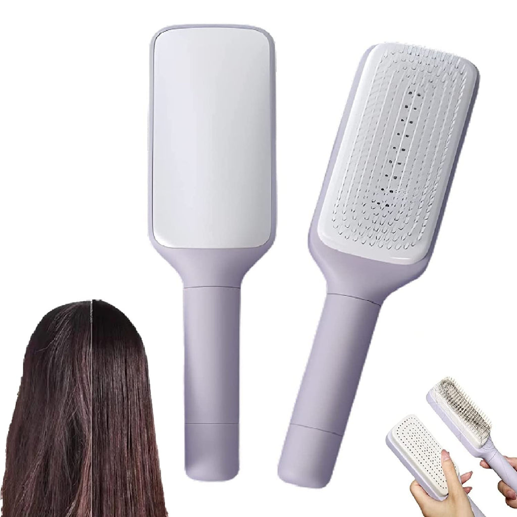 4 In 1 Self Cleaning Anti-Static Massage Hair Brush - Detangling & Scalp Massage Comb