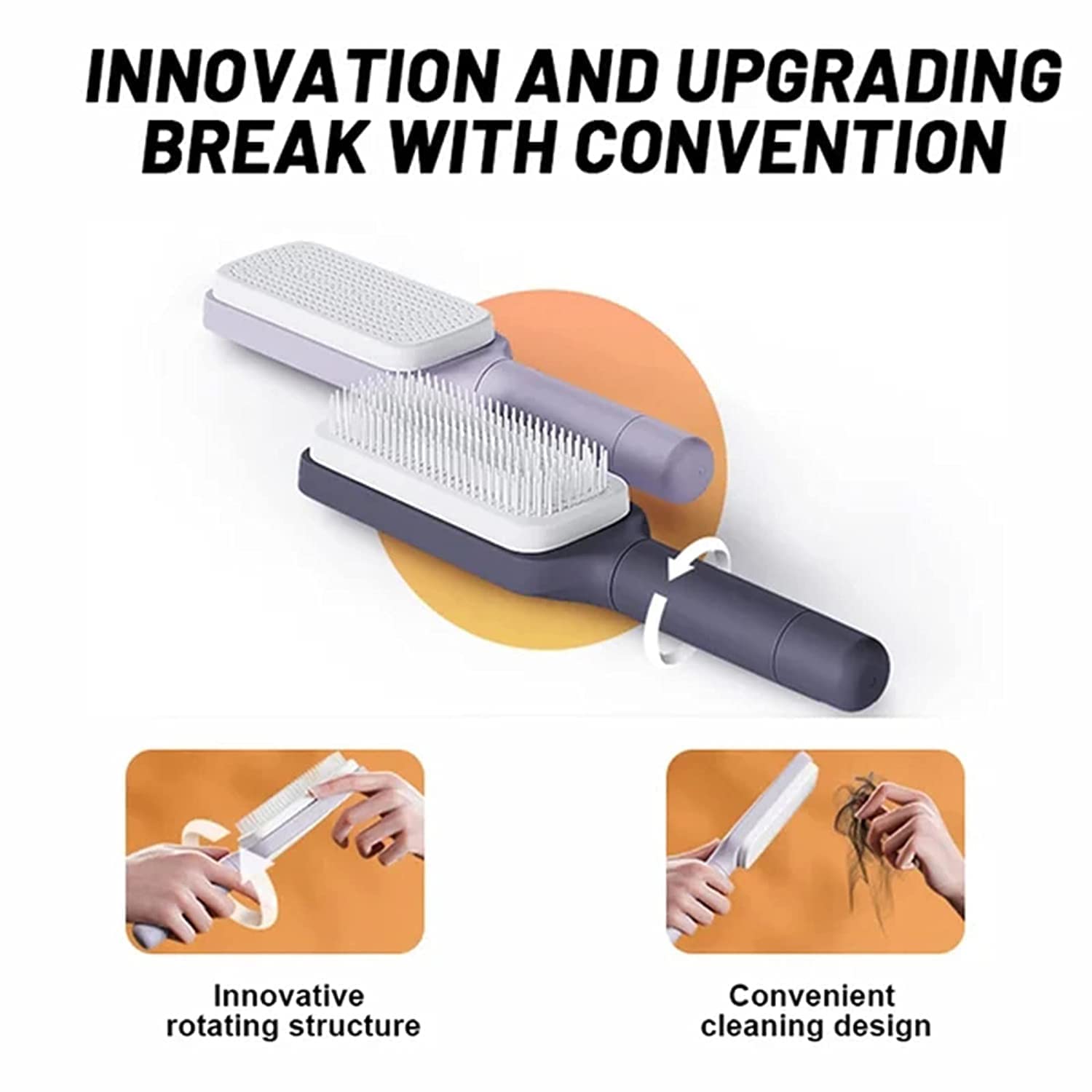 4 In 1 Self Cleaning Anti-Static Massage Hair Brush - Detangling & Scalp Massage Comb